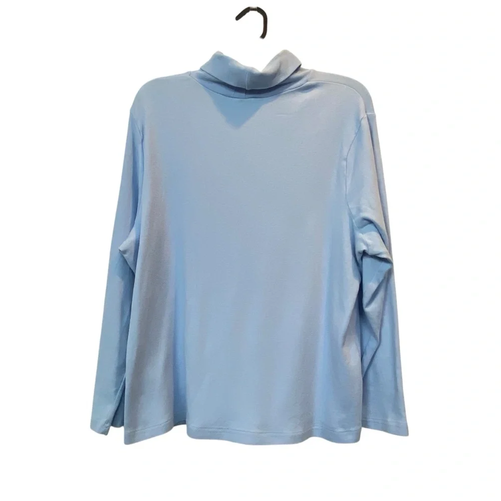 Basic Editions Women's plus size 2X  Cotton Light Blue Turtleneck top